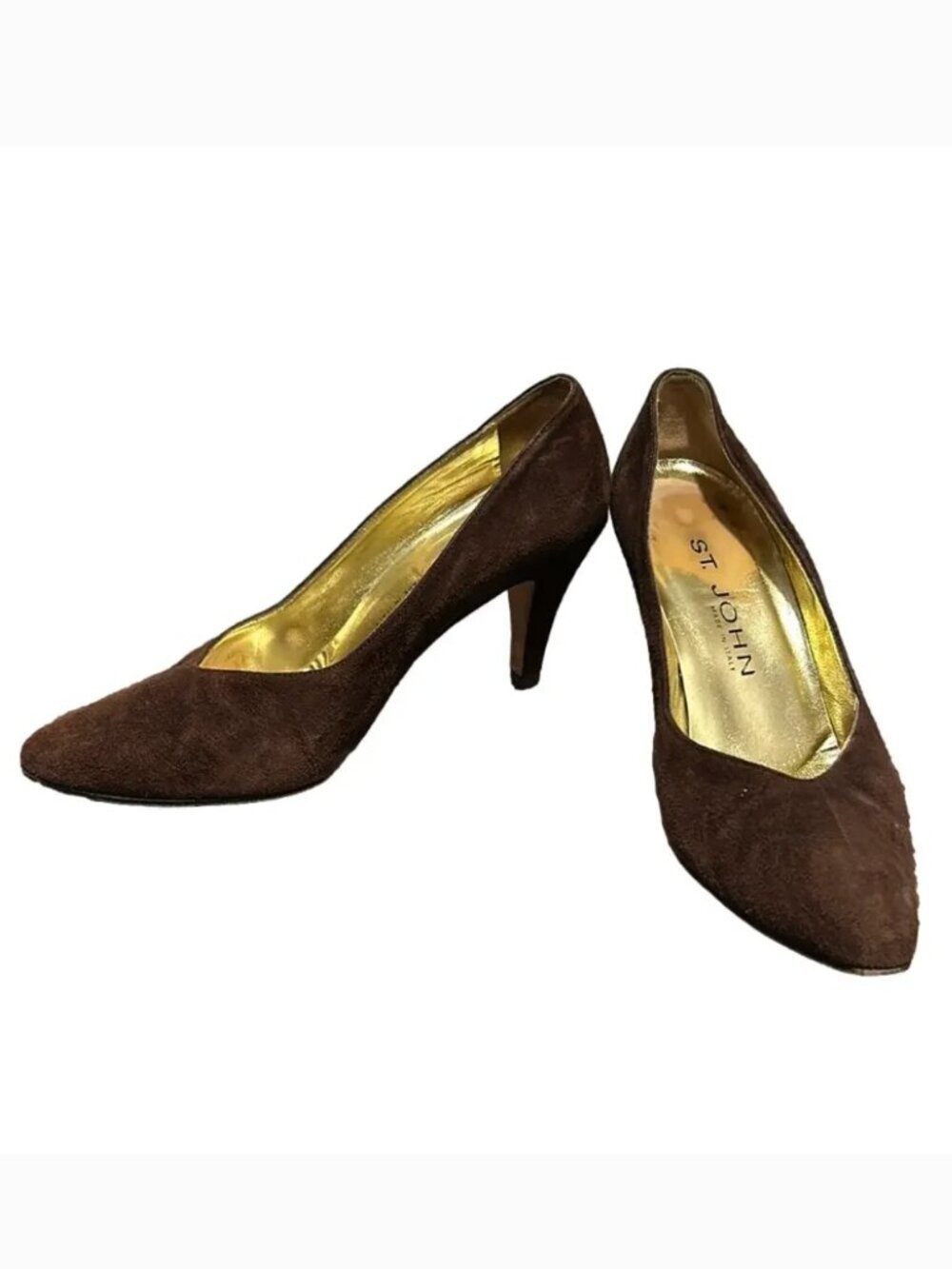 St. John Made in Italy Brown Suede Pumps 3 inch Heel Size 6.5